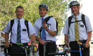 Mormon missionaries in short sleeve shirts and tie