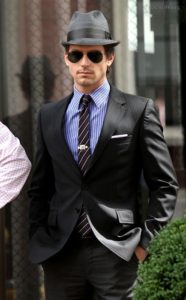 Stand Out like Neal Caffrey from White Collar wearing a Fedora, Sunglasses, Suit, Tiepin and Pocket Square