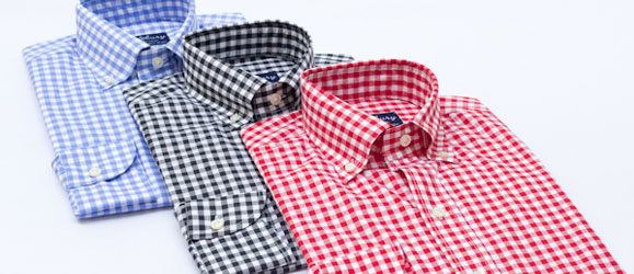 Blue, Black & Red Gingham Check Pattern Dress Shirts by Hucklebury