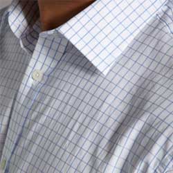 Blue Windowpane Check Pattern Dress Shirt